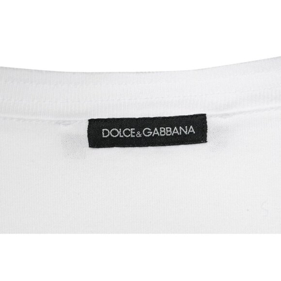 Dolce & Gabbana Men White Embroidered Crown Crewneck T Shirt Size XL IT 54 Gold - Picture 5 of 7